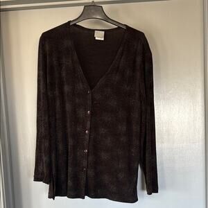Vintage Rabbit Rabbit Rabbit Women's Black Sparkly Button Cardigan Sweater sz 12